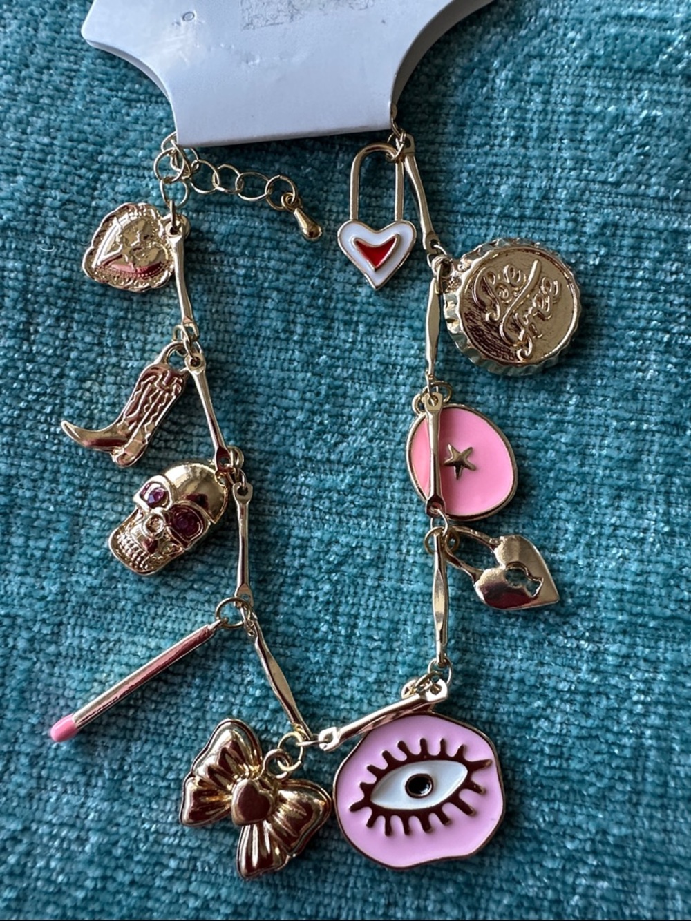 Gold-tone Charm Bracelet with assorted charms. - Picture 3 of 4